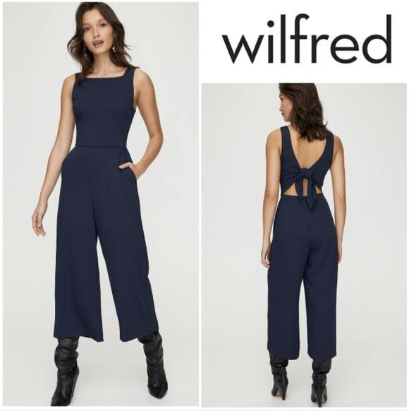 WILFRED Ecoulement Jumpsuit Square Neck Blue 0 Aritzia - Picture 4 of 10